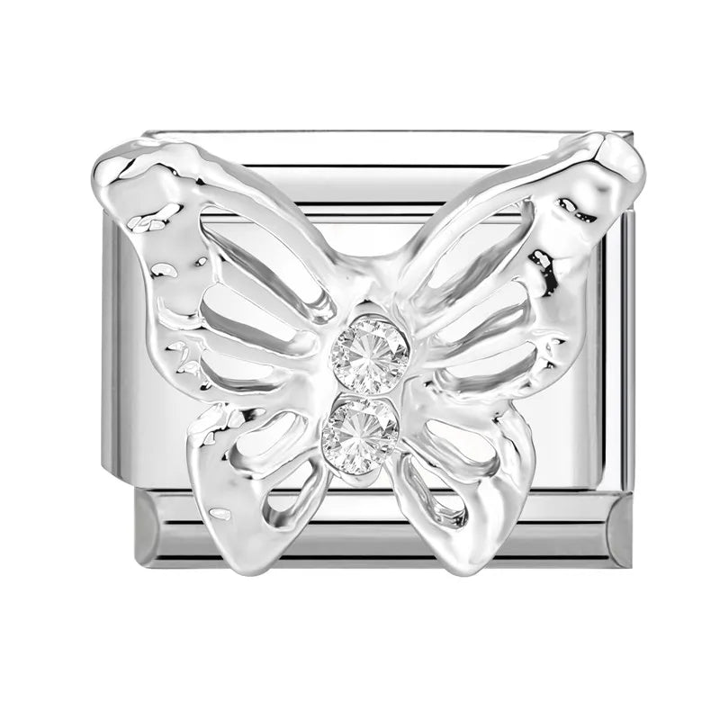 Shiny Zircon Heart Bow Butterfly Bouquet Star Italian Charm Links Fit