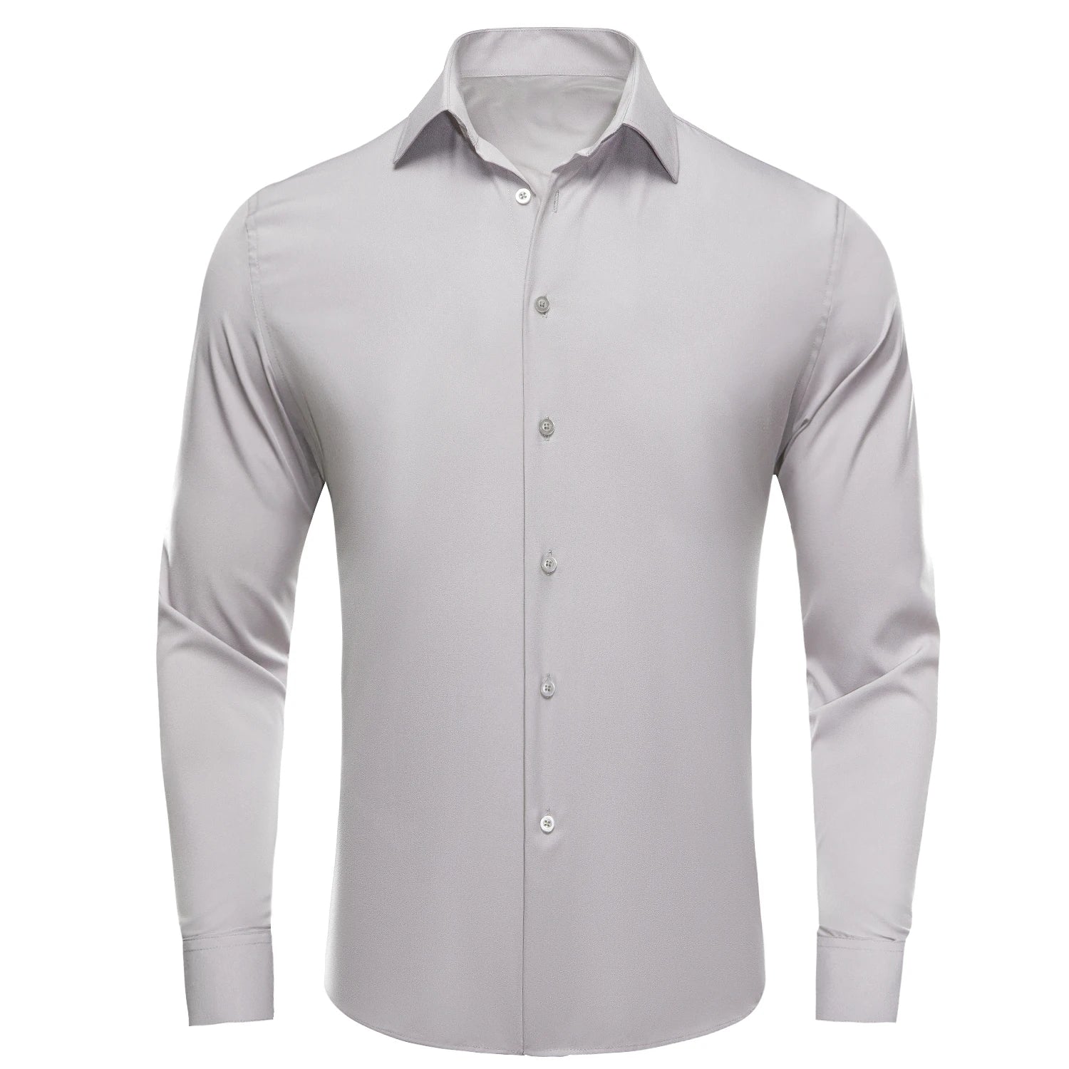 Hi-tie Plain Solid Silk Men's Shirts Long Sleeve Lapel Dress Suit Qme CY-1655 M