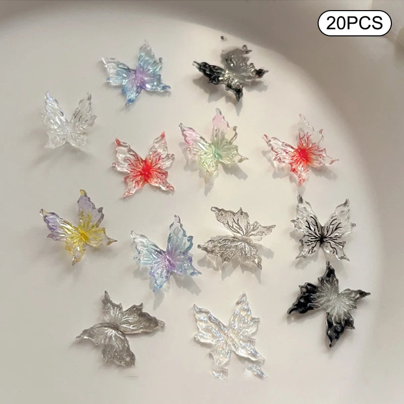 3D Gradient Butterfly Nail Accessory Resin Drill Decoration Wearing Qme Multicolor