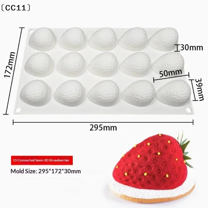 Silicone Baking Molds Strawberry Fruit Dessert Mousse Mold Cake Qme