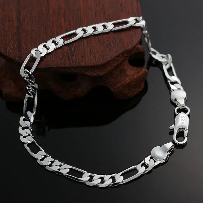 Charm 925 Sterling Silver Bracelets for Women Simple Fine 4MM Chain Fashion Wedding Party Christmas Gifts Jewelry Qme Default Title