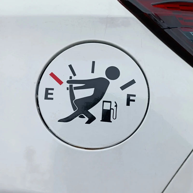 Funny Car Sticker Fuel Consumption Humor Waterproof Empty Gauge Decal Qme