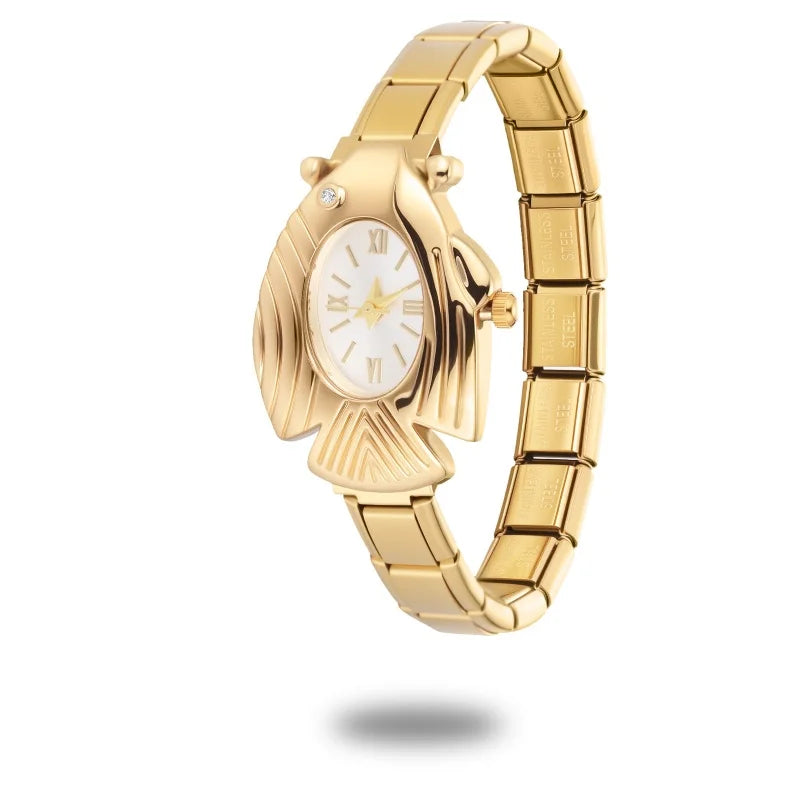 Wholesale Men Women's DIY 9MM Width Italian Elastic Charm Stainless Fish Shape Watch Bracelet Bangle For Birthday Jewelry Gift Qme Style 2