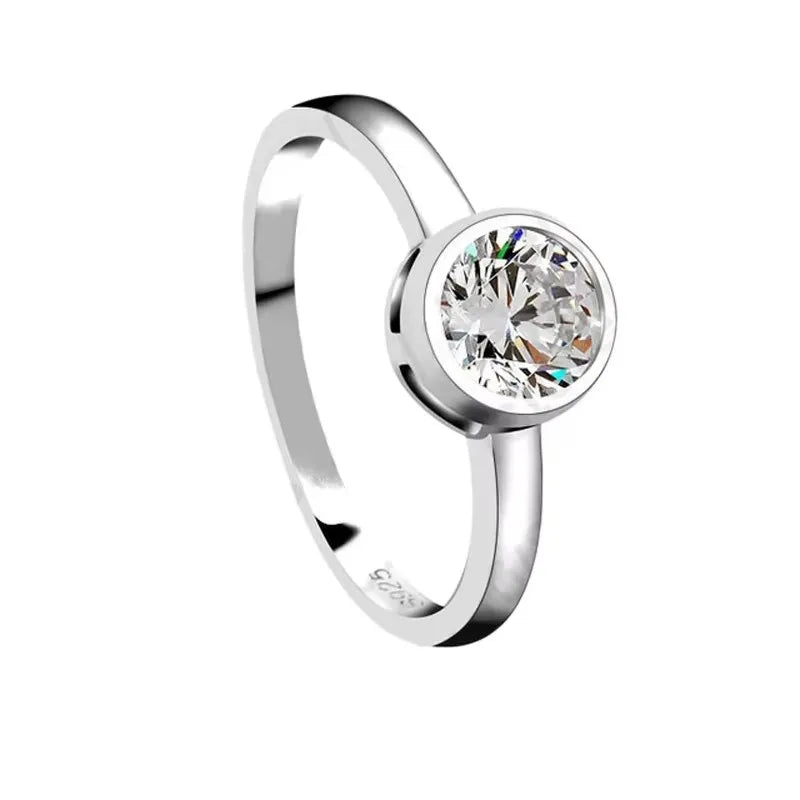 Simple Round Cubic Zirconia Jewelry Women Trendy 925 Sterling Silver Color Rings for Female Wedding Bridal Anillos Hot Sale Qme WHITE 6.5