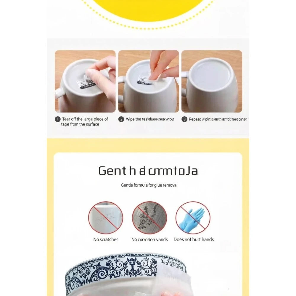 Disposable adhesive remover wipes, easily remove surface glue residue, individually wrapped. Material: non-woven fabric. Qme
