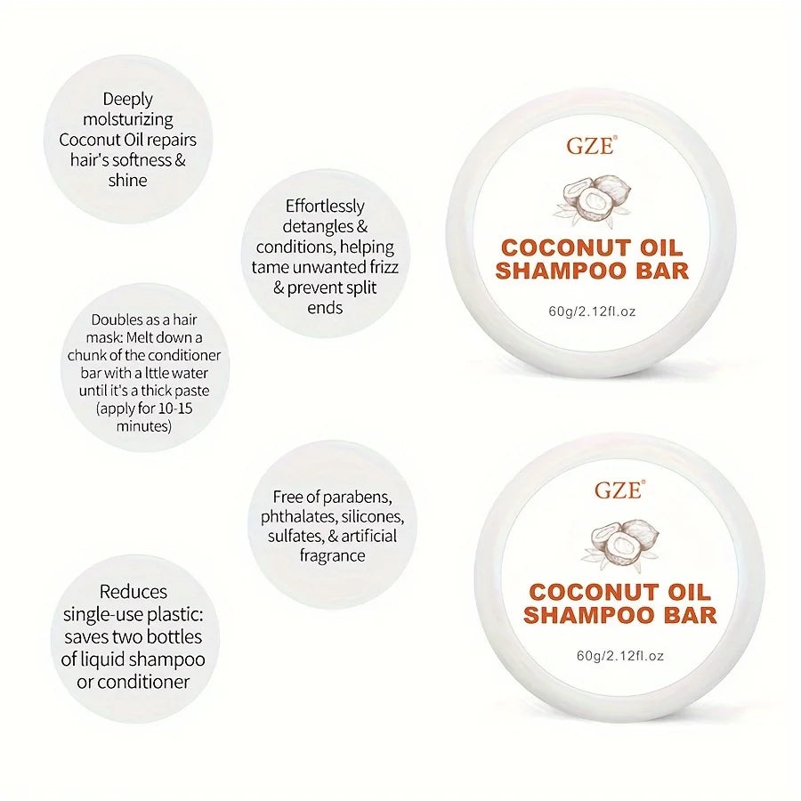 GZE Coconut Oil Shampoo Bar, Moisturizing Bar Shampoo for Dry Hair Qme