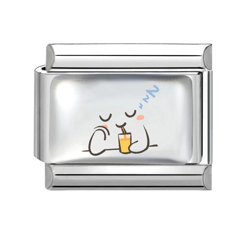 Fashion Kawaii Cute Dolphin Crab Cats Italian Charm Link Fit 9mm Bracelet Stainless Steel Jewelry DIY Making Gift for Women Girl Qme Style 35