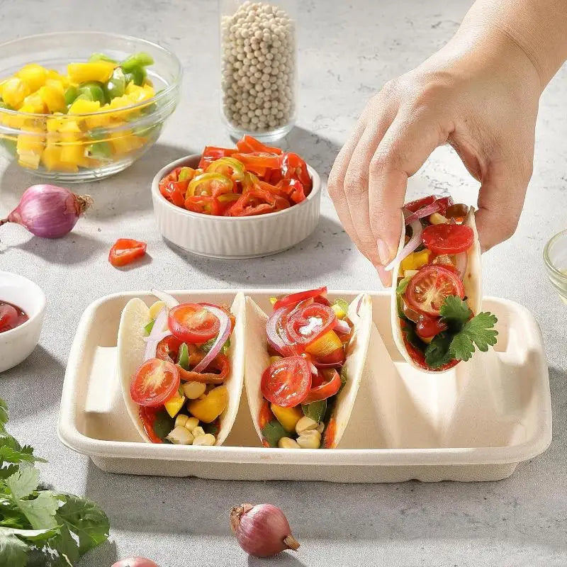 Disposable Taco Plates 3 Compartments Serving No Messy Dining Qme