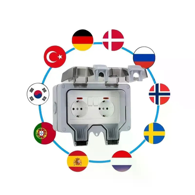 IP66 Waterproof Dustproof Box, Outdoor Switched Power Socket, Power Socket Box Suitable For Outdoor Gardens Home Bathroom Qme