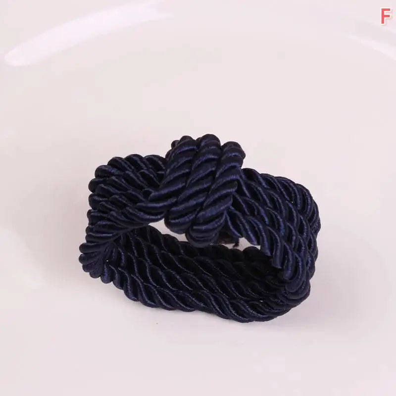Circle Woven Rope Napkin Ring Christmas Decoration Solid Color Napkin Buckle Restaurant Bar Wedding Home Table Accessories Qme Blue