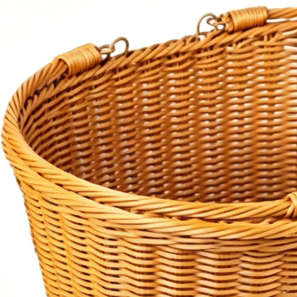 Picnic Grocery Basket Woven Harvesting Storage Hamper Fruit Handle Qme