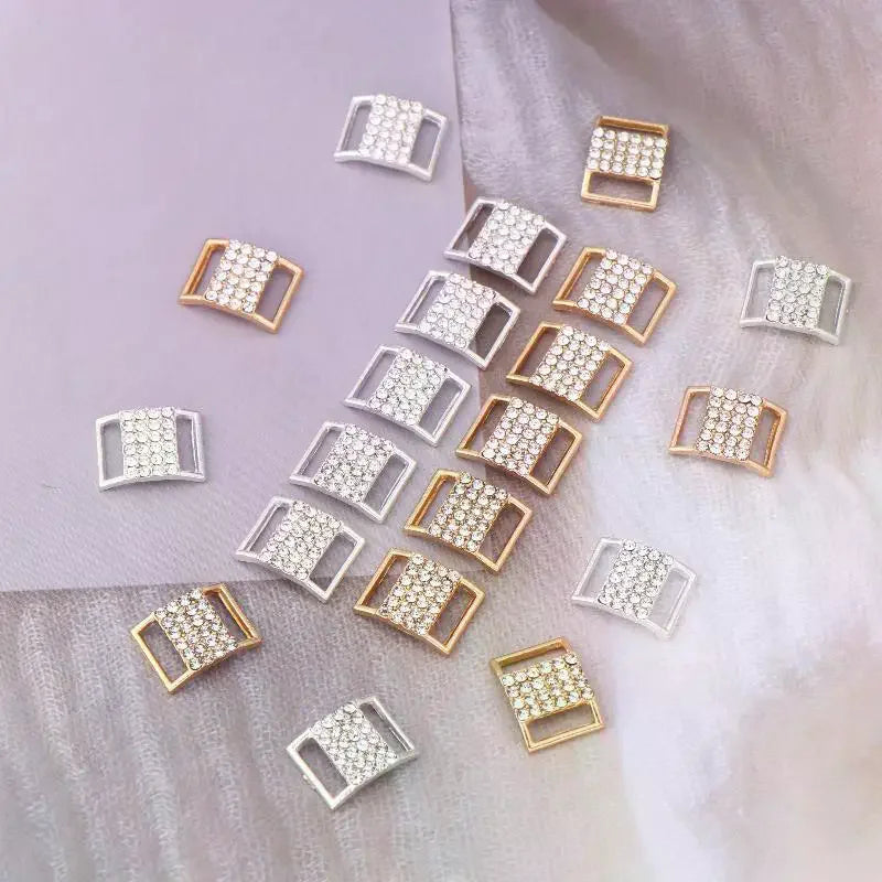 10Pcs 10*15MM Rhinestone Bikini Connector Buckle Alloy Chain Swimwear Decorative Rhinestone Buckle DIY Jewelry Accessories Qme