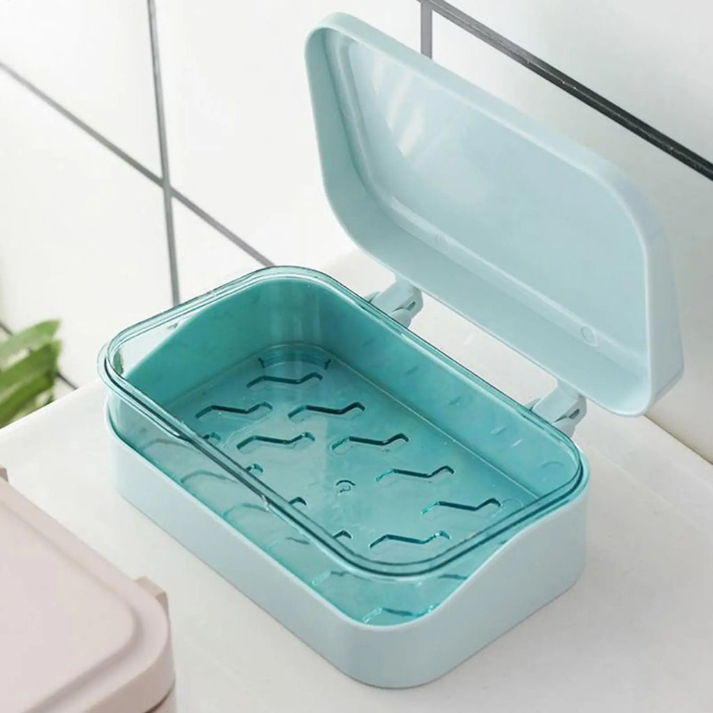 Soap Dish with Lid Soap Dish with Drainage Tray Dustproof Container with Lid for Kitchen Shower Bathroom Camping Sink Bathtub Qme