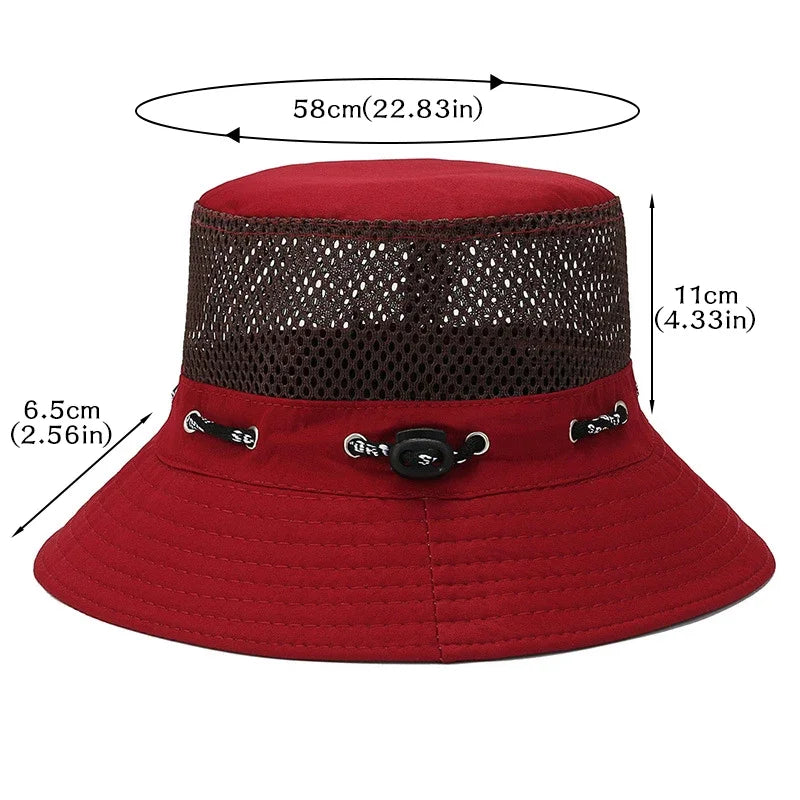 Stringed Bucket Hat Panama Breathable Sun Protection Fisherman Hat for Men Women Girls Summer Travel Sports Hiking Beach Bob Hat Qme