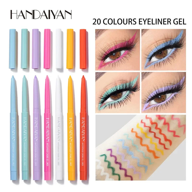 20 Colors Waterproof Matte Eyeliner Gel Long Lasting Professional Sweatproof Non-smudge Multicolor Ultra-fine Eyeliner Pencil Qme