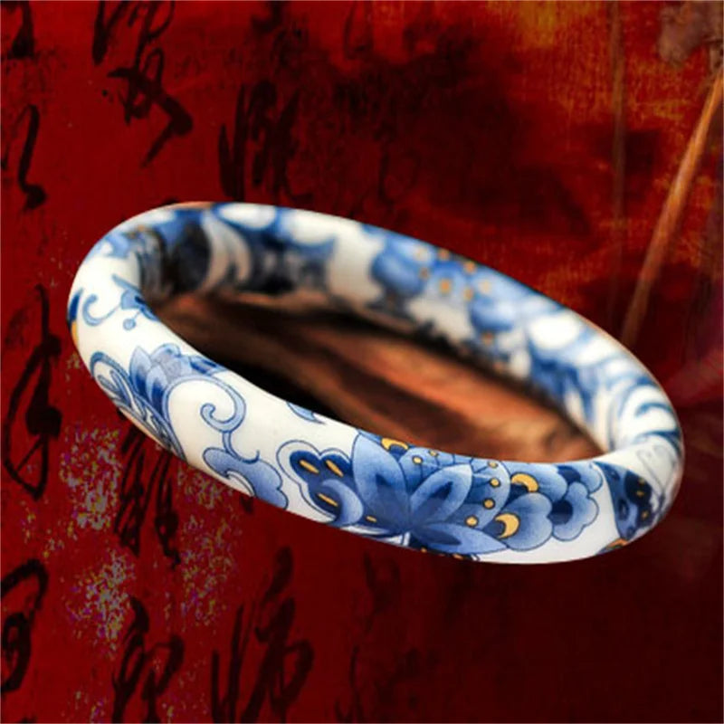 Chinese Antique Blue and White Porcelain Bangle Classic Ethnic Jingdezhen Ceramic Crafts Collection Jewelry Gifts Collection Qme 5-thin-1.2cm 58-60mm