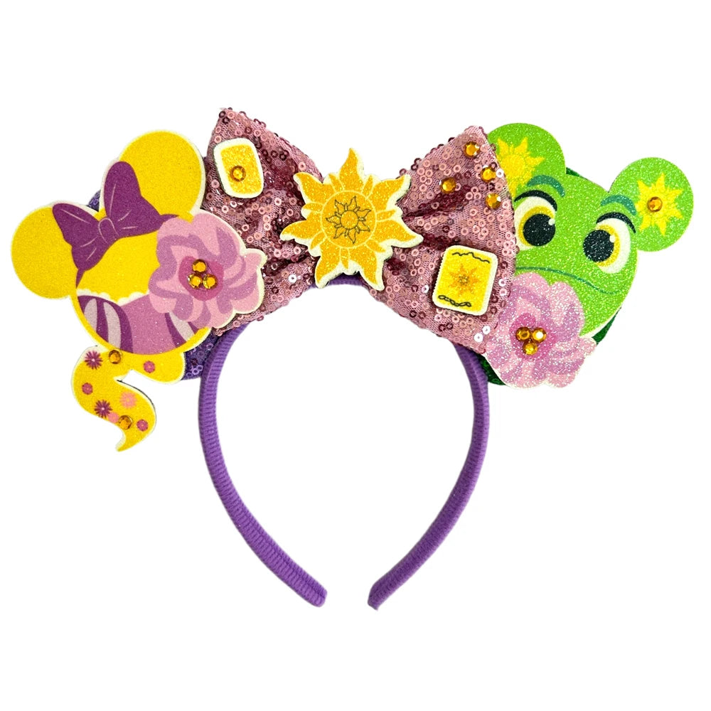 Sunflower Fashion Mouse Ears Princess Headband For Kids Band For Women Hair Accessories Girls Sequins 5" Sequin Bow Headwear Qme Headband 2
