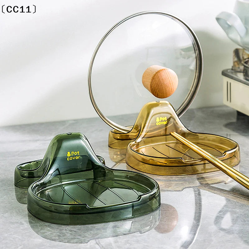 Household Pot Lid Holder Drip Tray Sitting Kitchen No Drilling Qme