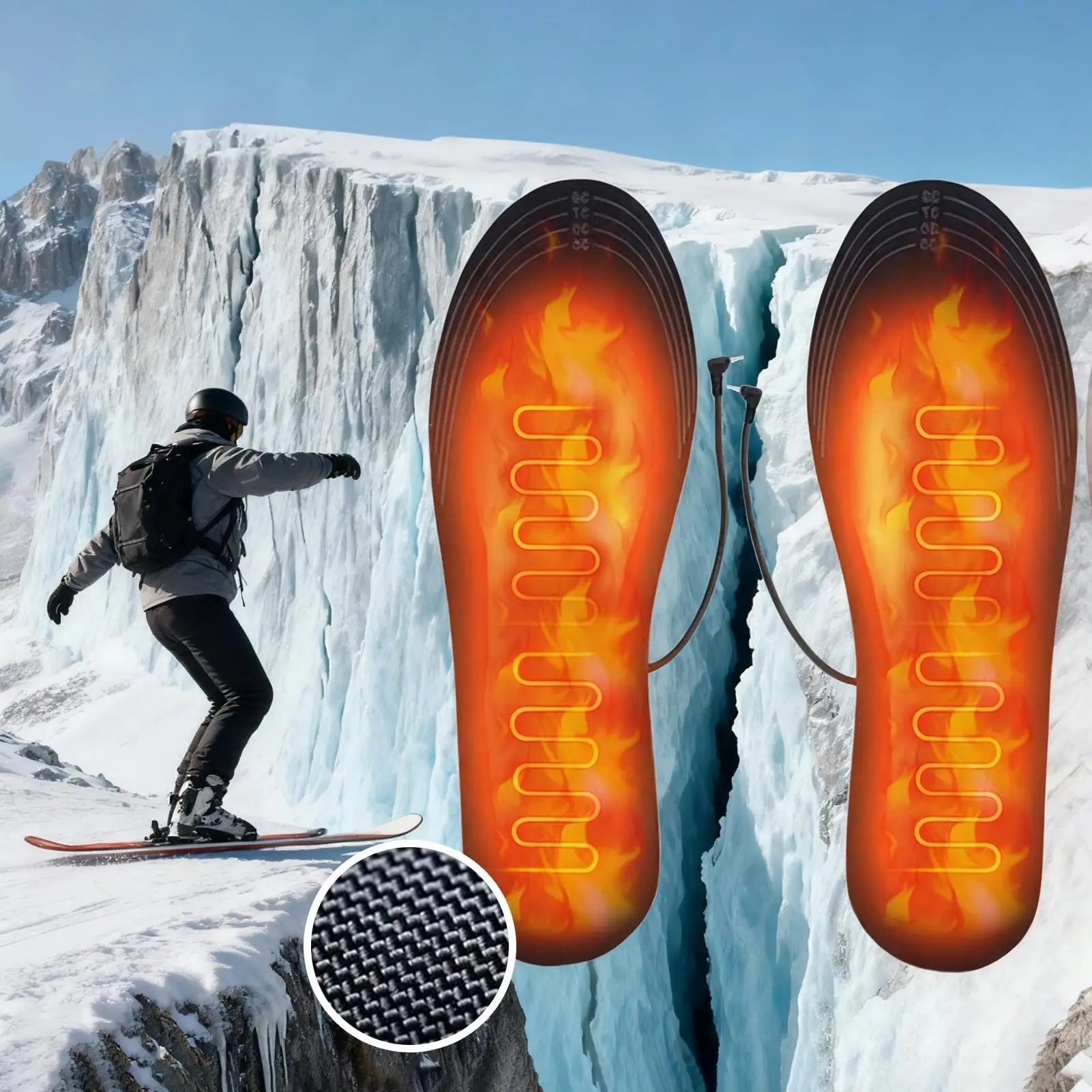 Heated Insoles Cuttable Breathable Feet Warming Pad Electric Foot Warming Pad for Skiing Snowboarding Ice Fishing Hiking Cycling Qme