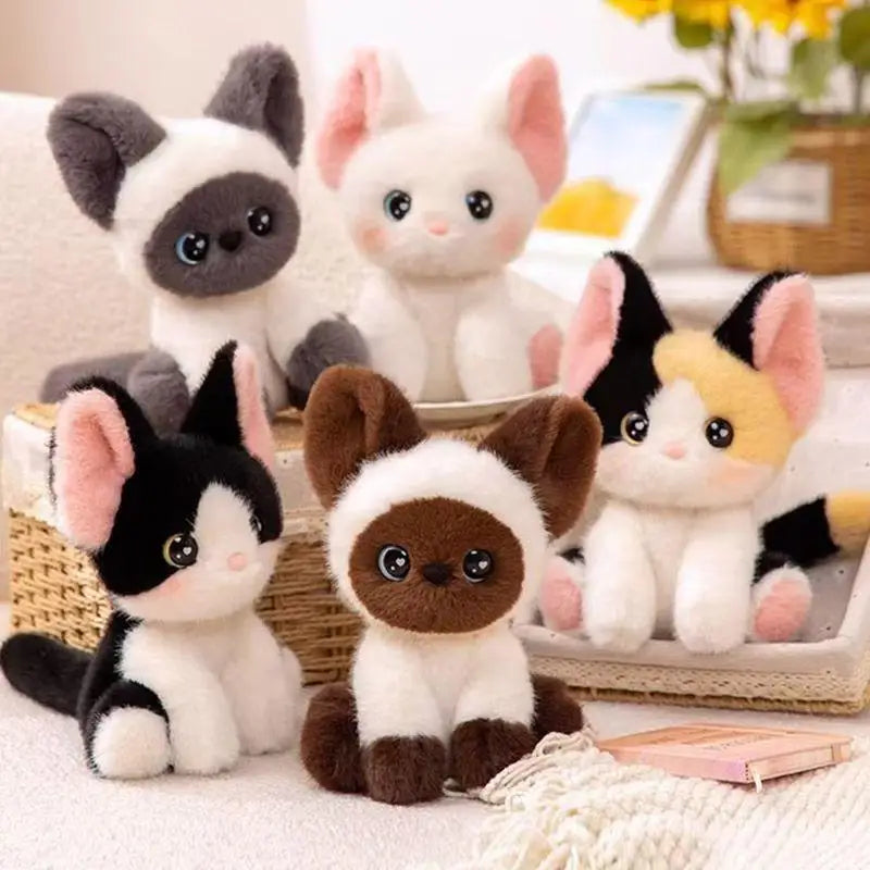 Kawaii Cat Plush Doll Devon Rex Siamese Cat Plush Toy Cute Decoration Accompany Sleep Toy Kids Birthday Gift Qme