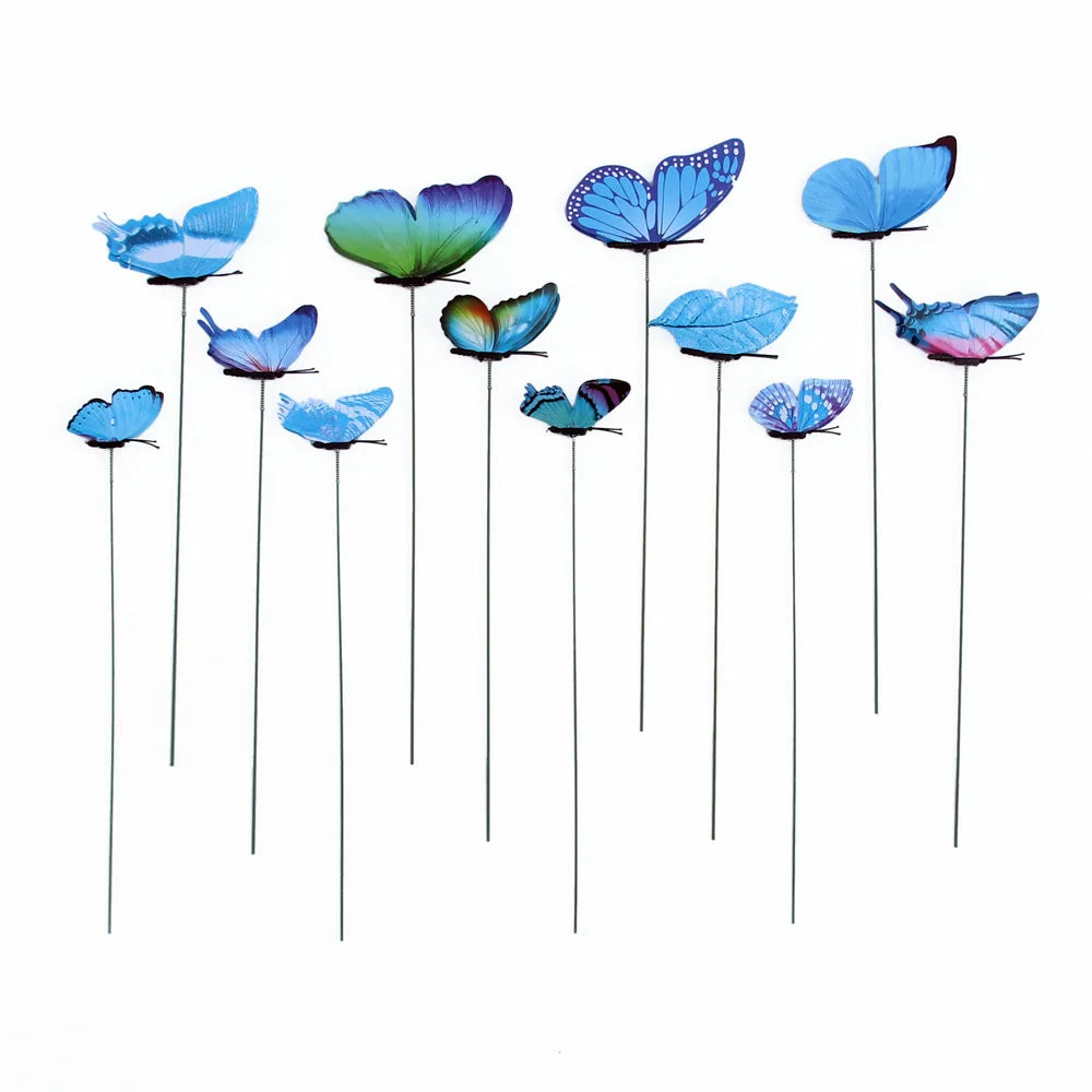 Colorful Butterflies Garden Stake Yard Planter Butterfly Stakes Qme Bule