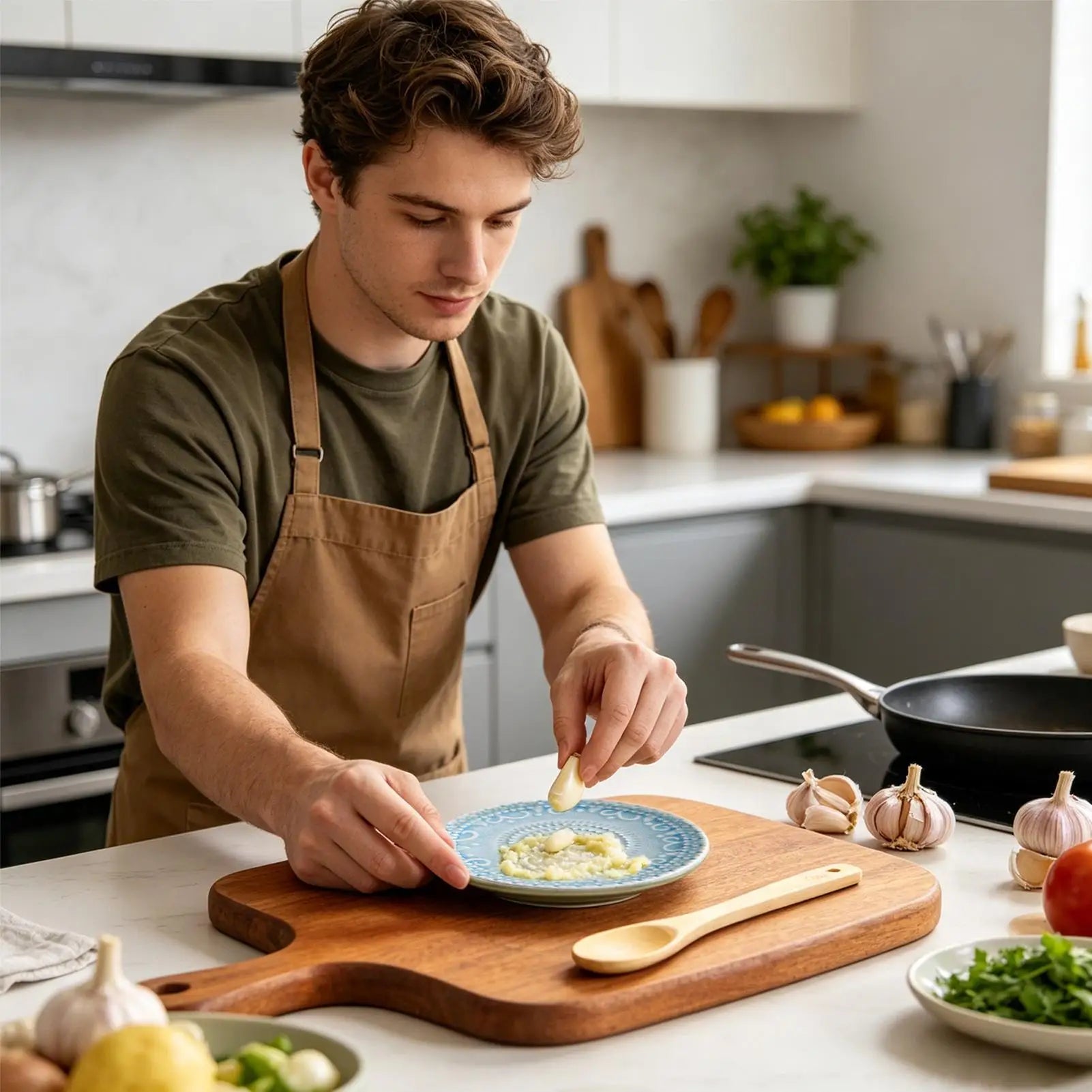 Garlic Grater Plate Grinder Bowl Garlic Plate Grater For Kitchen Food Ginger Grating Butter Lemon Tomato Carrot Puree Countertop Qme