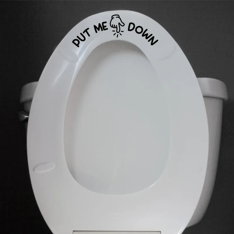Funny Toilet Sticker PUT ME DOWN Hand Gesture Vinyl Removable Decal Qme