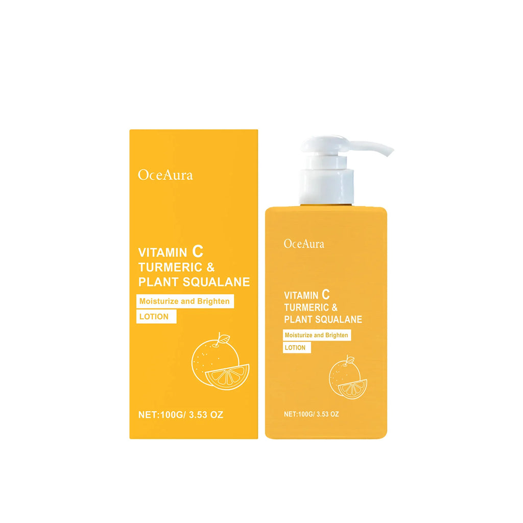 OceAura Vitamin C Brightening Body Lotion Deep Moisturizing Dullness Improving Gentle Exfoliating Even Tone Skin Care Cream 100g Qme 100g