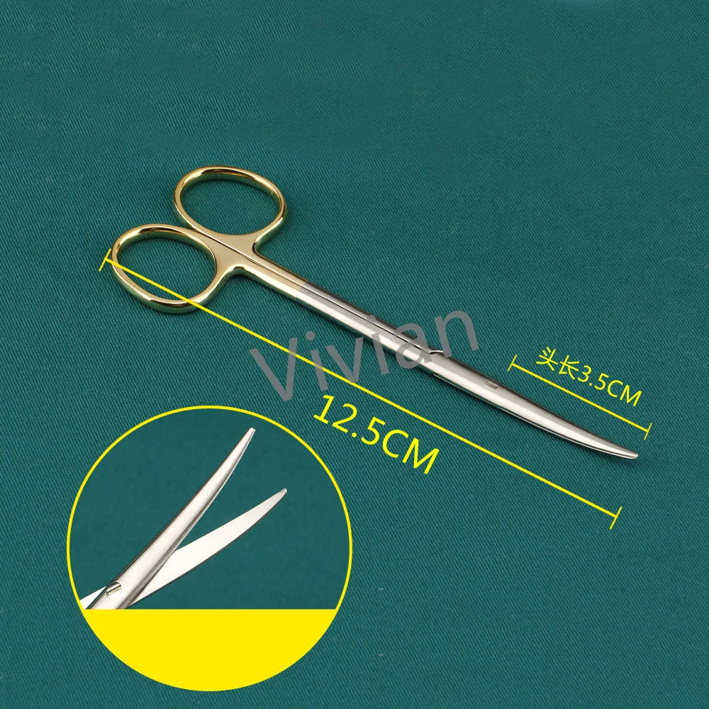 Gold Handle Blunt Scissors Nose Plastic Equipment Cosmetic Surgery Qme