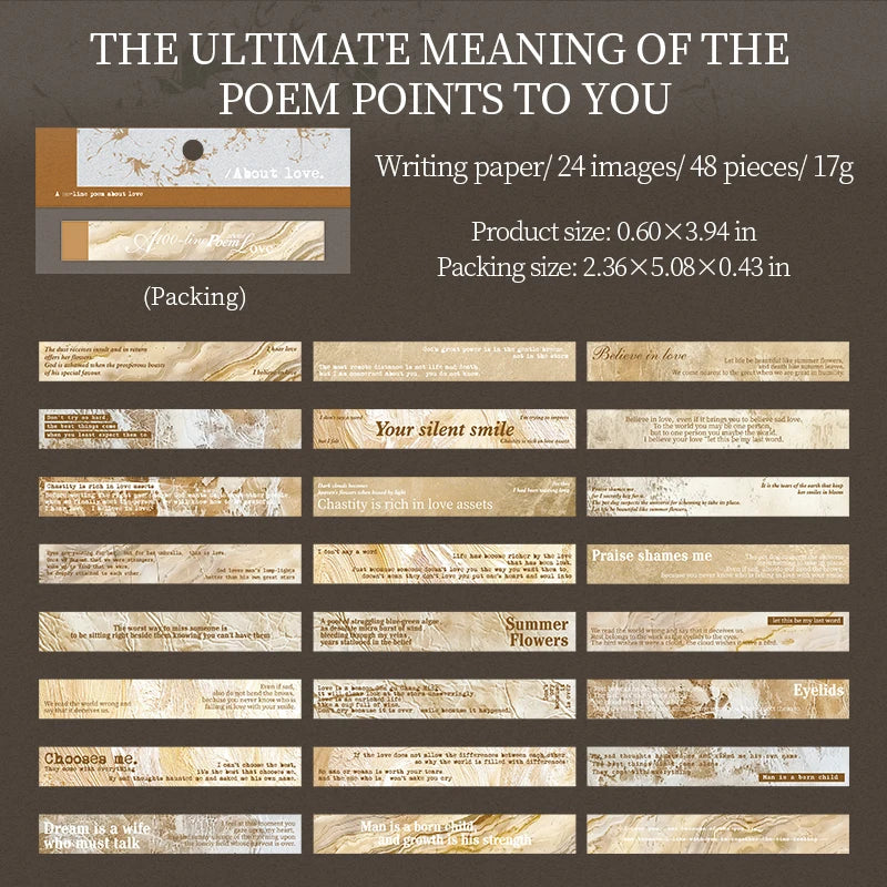48 Sheets/Bag 100 Lines of Love Themed Sticker Set for DIY Scrapbooking Journal Planner Decoration Phone Case Laptop Qme 6
