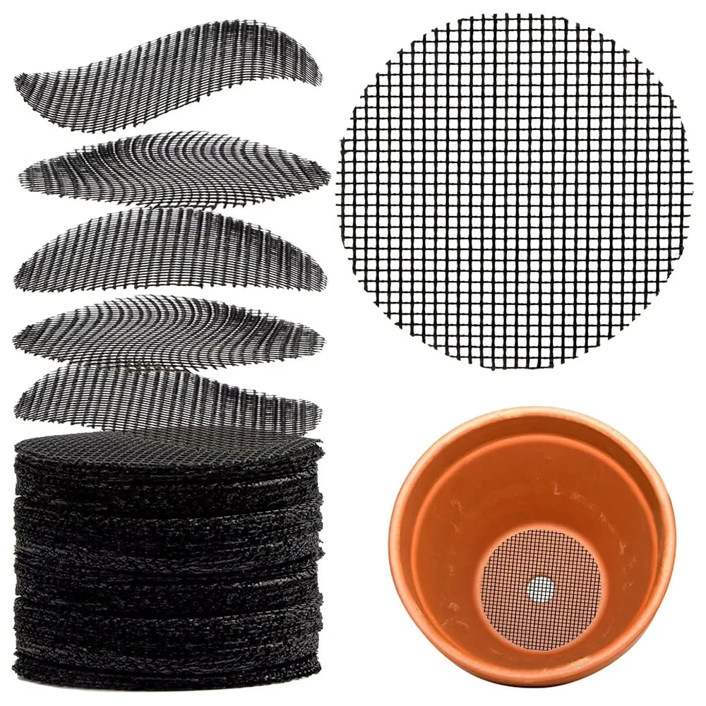 50PCS Flowerpot Gasket Ceramic Black Leakproof Soil Super Large Diameter Breathable Insect-Proof Plastic Circular Mesh Pad Qme 10x10cm 50 Pcs