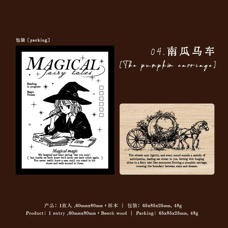 Magical Fairy Tales Handbook Seal DIY Retro Literary Daily Decoration Wooden Seal stamp Creative Stationery stamp wooden stamp Qme D