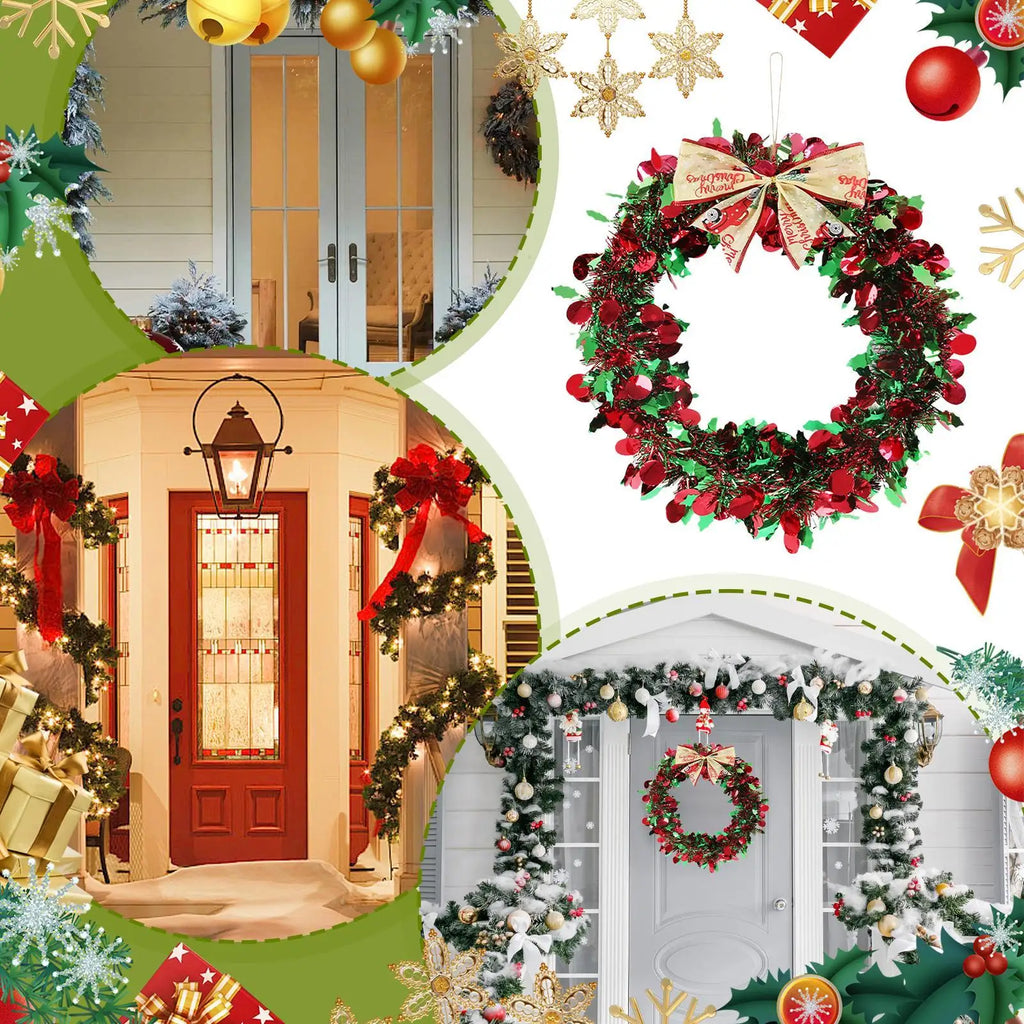 Christmas Wreath Bow Ornament Holiday Wreaths Winter Festival Year Qme