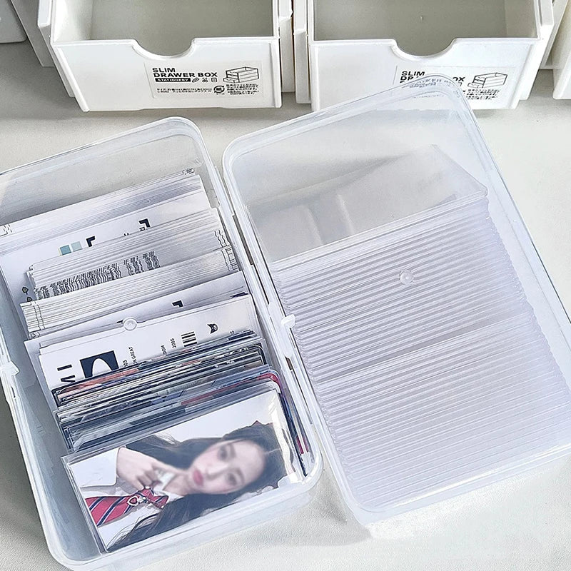 Desk Storage Organizer Classification Box Stationery Photocards Qme