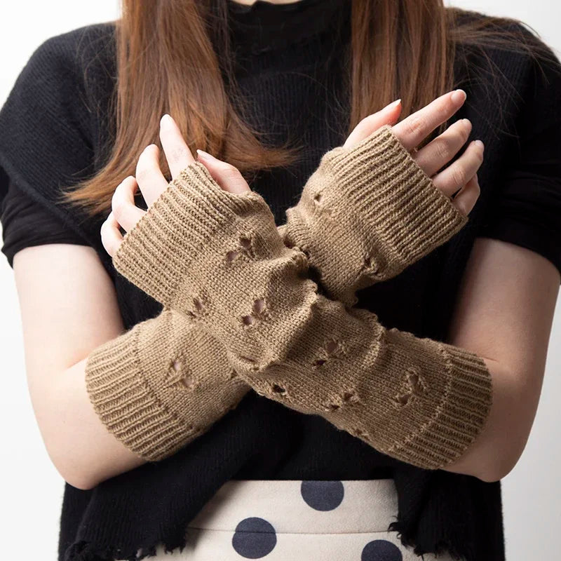 Women Long Fingerless Soft Gloves Cute Fashion Gothic Cosplay Y2K Qme