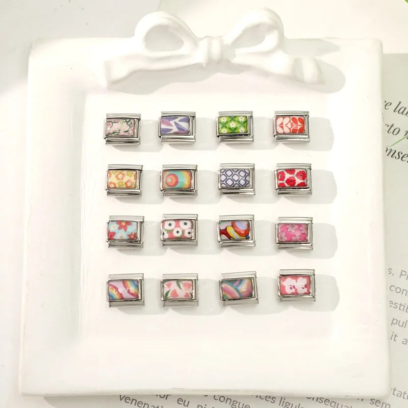 2026 Women's Gift Ukiyoe Seawaves Mount Fuji Italian Charms Links Beads Fit 9mm Stainless Steel Modular Modular Bracelet Jewelry Qme
