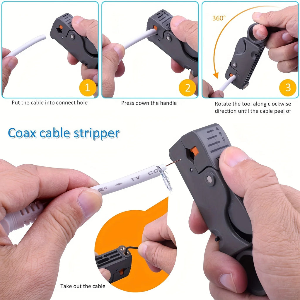 1pc Automatic Multifunctional Wire Stripper And Crimping Tool With Hex Wrench, Plastic Handle Wire Cutter, Double-Blade Wire Str Qme