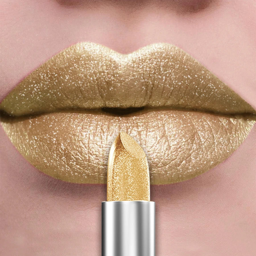 21Colors Bold Intense Glitter Shiny Metallic Lipstick Pearlescent Lip Qme 117