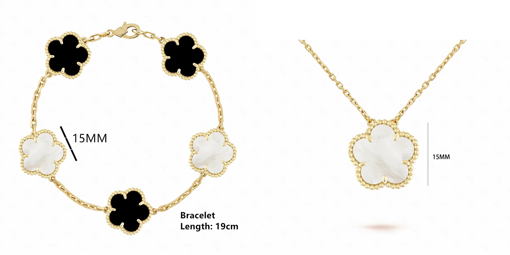 INS Hot Selling 15mm Natural Stone Five Leaf Flower Set Bracelet Necklace Flower Jewelry For Women Free Shipping For Daily Wear Qme