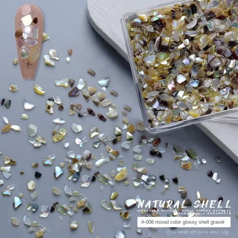 1 Box Shell Nail Art Deco Irregular 3D Gem Glitter Decal DIY Qme