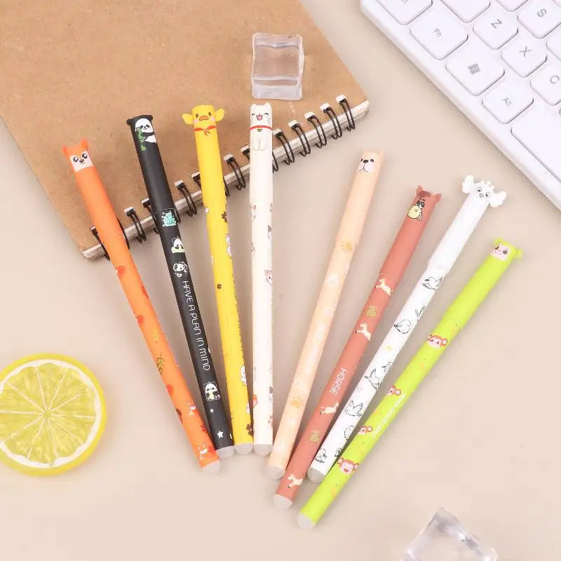 Animal Erasable Gel Pens 8 Soft Grip Smooth Writing Study Work Qme Default Title