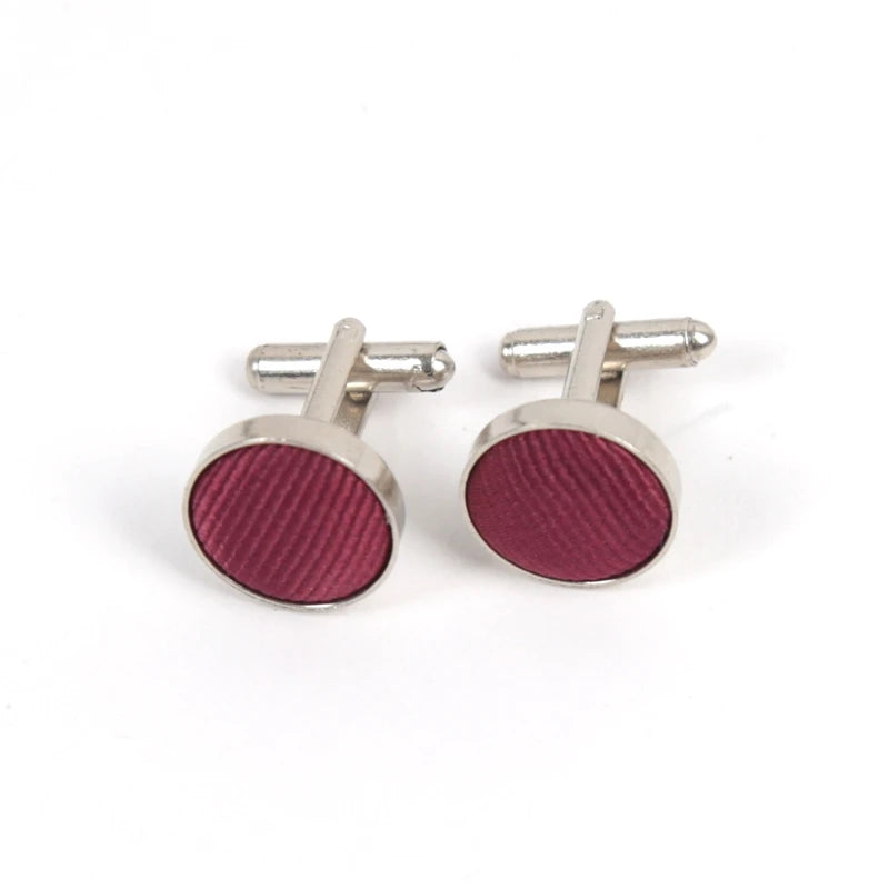 Tie Red Maroon Burgundy Rose Men Pocket Square Cufflinks Jacquard
