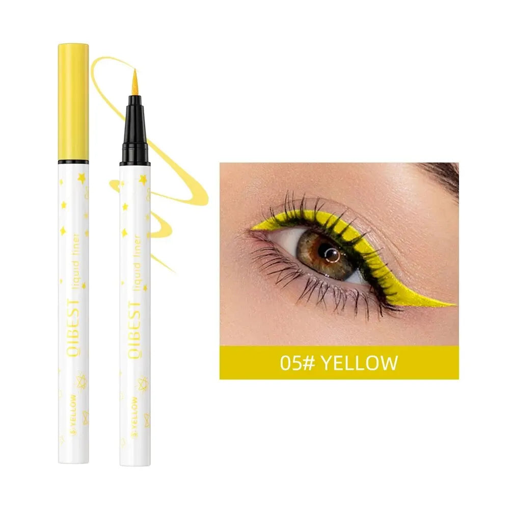 QIBEST Eyeliner Liquid Waterproof Matte Liquid Eyeliner Pen Long Lasting Green Yellow Purple Blue White Eye Liner Pens Cosmetics Qme 05