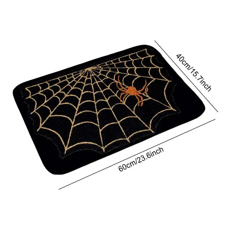 Halloween Door Mat Spider Web Decorative Holiday Floor Rug Outdoor Qme