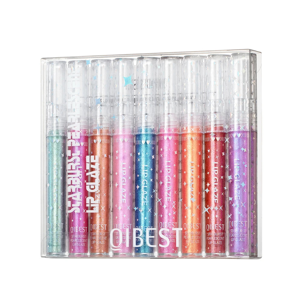 QIBEST Shimmer Lip Gloss 9Color Lip Sets Beauty Girl Diamond Glitter Lip Tint Long Lasting Liquid Lipstick Makeup Kits Lip Glaze Qme Lipgloss Sets China Mainland