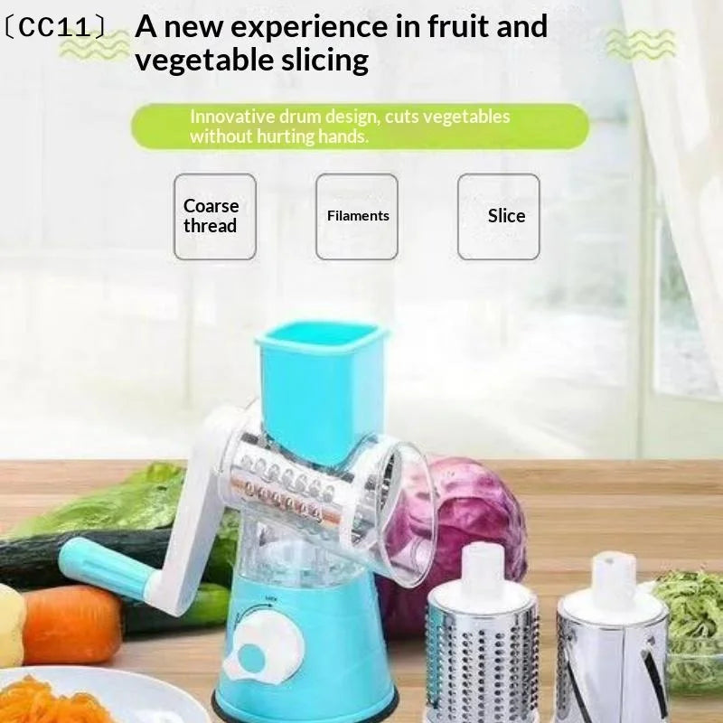 Manual Rotary Vegetable Slicer Grater Multiple Blades Easy Clean Home Qme