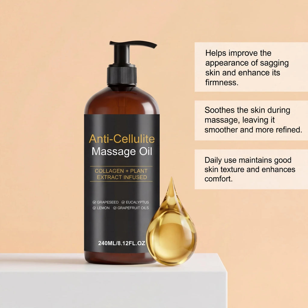 Firming Body Massage Oil with Collagen Anti Sagging Smoothing Cellulite Improve Skin Texture Refreshing Body Oil for Legs & Full Qme