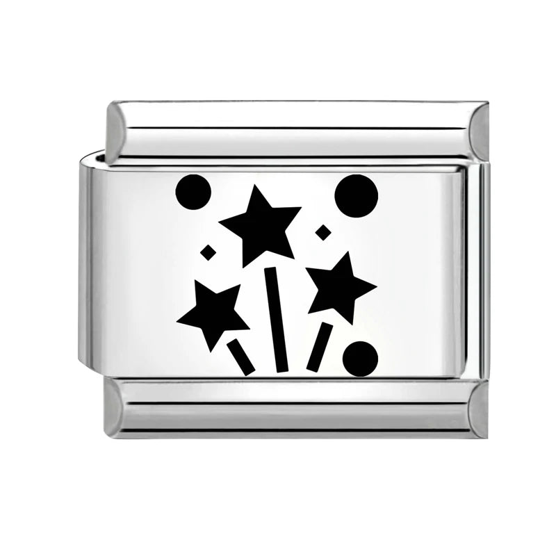 Trendy New Fashion English Words Happy Birthday Big Cake Charm Italian Links Fit 9mm Stainless Steel Bracelet DIY Making Jewelry Qme Style 7