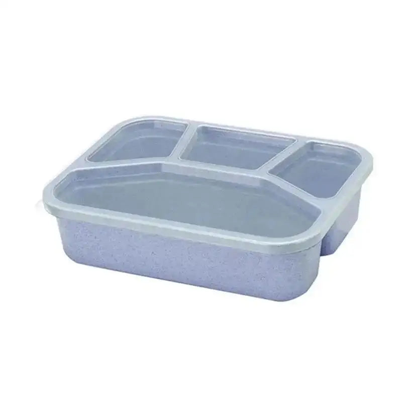 Bento Box Lunch Box Adult LunchBox Containers For Toddler Kids Adults 4 Compartments Fork Leak-Proof Microwave Dishwasher Qme Blue