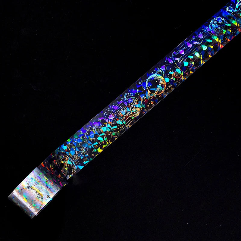 3cm*2M Laser Reflective Transparent Stickers Cool Diy Decorative Labels Scrapbooking Collage Material Diary Stationery Tape Qme C